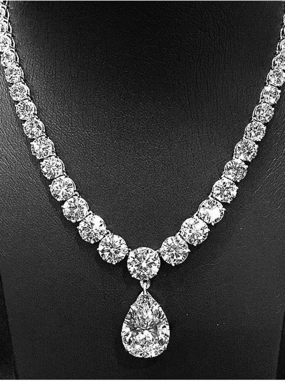 Classic White Sapphire Pear & Round Cut  Tennis Necklace